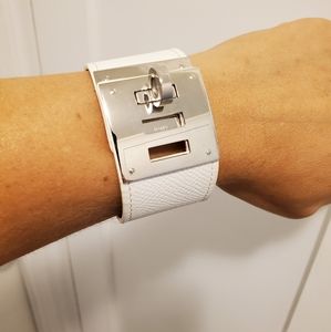 Hermes Kelly Dog Bracelet (White + Silver)